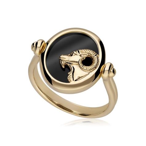 Flip Ring, Zodiac Rings, Zodiac Aries, The Ram, Initial Necklace Gold, Jewellery Uk, Onyx Gemstone, Birthstone Pendant, Gold Art