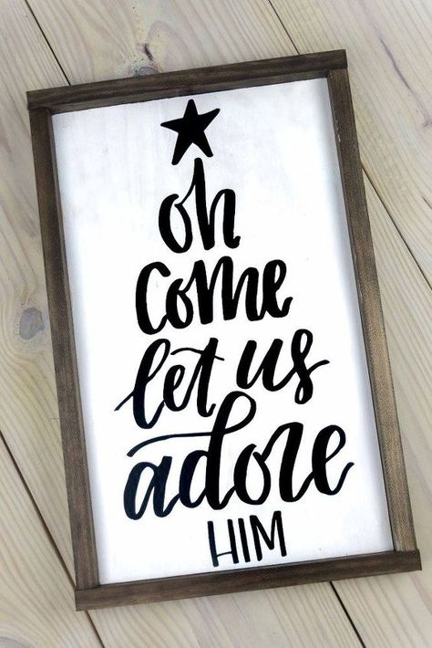 Wooden Farmhouse Signs, Christmas Farmhouse Signs, Christmas Signs Wood Diy, Christmas Signs Wood Front Porches, Diy Farmhouse Sign, Farmhouse Signs Diy, Christmas Signs Diy, Wooden Farmhouse, Come Let Us Adore Him