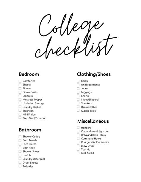 Free college checklist printable for all things you may forget when moving in college | move in | free prinatble | checklist Move Out Checklist, Moving Out Checklist, Move In Checklist, College Checklist, Brita Filter, College Memes, Bible College, Checklist Printable, Shower Shoes