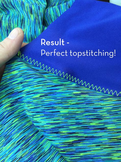 A quick tip for topstitching activewear seams – FehrTrade Sewing Spandex, Sewing Activewear, Sewing Swimwear, Sewing Knits, Sewing Tricks, Sewing 101, Sewing Tips And Tricks, Yoga Outfit, Sewing Clothing