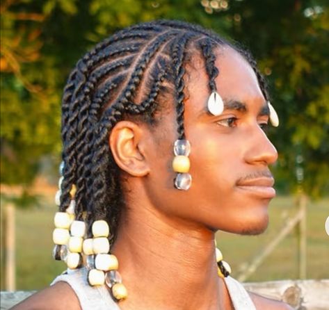 Dreads With Beads Men, Black Man Hair, Dreads With Beads, Hairstyle Inspo, Black Men Hairstyles, Men Hairstyles, Black Man, Brazilian Hair, Wooden Beads