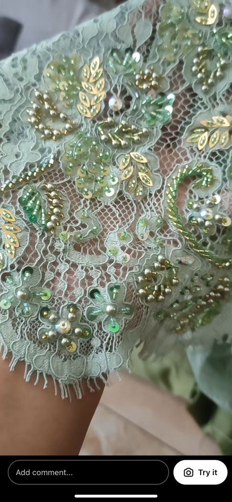 Payet Brokat, Motif Payet, Payet Kebaya, Detail Couture, Crystal Embroidery, Hand Beaded Embroidery, Simple Embroidery Designs, Motifs Perler, Bead Embroidery Tutorial