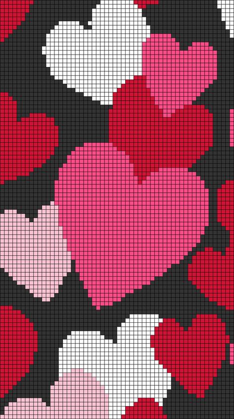 Alpha pattern #30893 | BraceletBook Crochet Argyle Pattern, Valentines Alpha Pattern, Alpha Pattern Two Colors, Love Alpha Pattern, Heart Alpha Pattern Crochet, Valentine Pixel Art, Latchhook Patterns, Pixel Art Love, Crochet Pixel Art