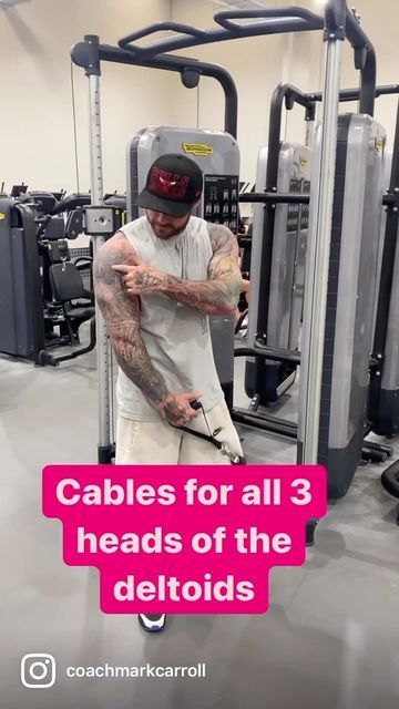 Mark Carroll on Instagram: "Let’s build some shoulders with cables only! But, let’s do a “cables only” workout which actually makes sense lol Arm path matters! If we want to target each head of the shoulders, front, middle and rear delt…. This is EXACTLY how I like to execute for each head so check it out Front delt - notice where I stand in relation to the cable… to the side! Then notice the arm path is not straight up and down… it’s up and across the body ↗️ do this!! Rear delts - to full Delts Workout, Where I Stand, Shoulder Cable, Cable Workout, Rear Delt, From Where I Stand, I Stand, Shoulder Workout, Arm Workout