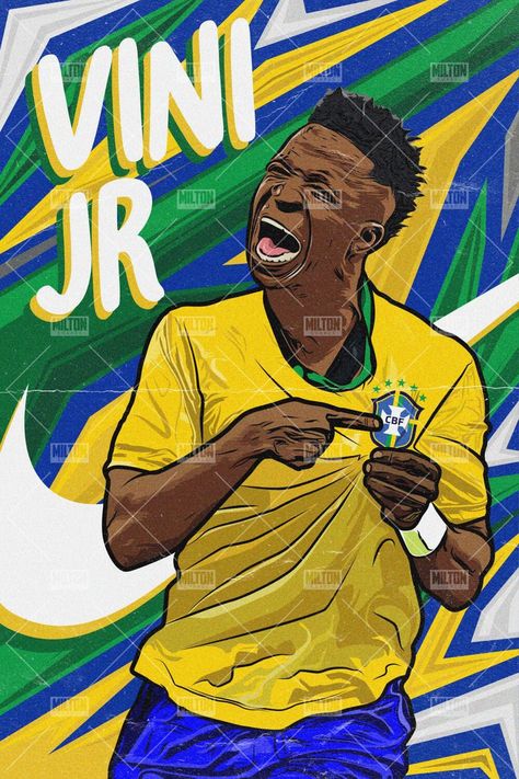 Vini Jr Brasil, Vini Jr Wallpaper, Brazil Wallpaper, Football Player Drawing, Brazil Team, Brazil Football Team, Soccer Drawing, Left Winger, Liverpool Champions