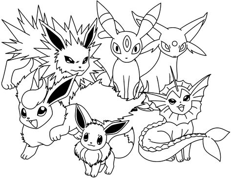 All Eevee Evolutions, Pokemon Printables, Evee Evolution, Pokemon Coloring Sheets, Pokemon Eevee Evolutions, Pokemon Photo, Pokemon Black, Pokemon Charizard, Valentine Coloring Pages