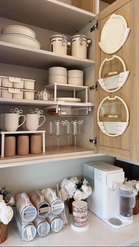 Explore - Shop By Interest Cabinet Aesthetic, Apartment Kitchen Organization, Matcha Bars, Dream Pantry, Base Housing, Kitchen Cups, Small Kitchen Organization, House Essentials, English Tudor