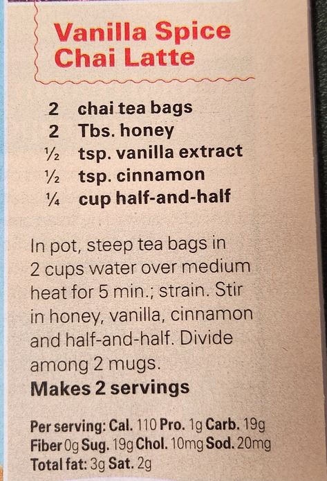 Chai Tea Latte From Tea Bag, Tea Bag Recipes, Vanilla Chia Tea Latte Recipe, Iced Vanilla Chai Tea Latte Recipe, Chai Tea Recipe With Tea Bag, Chai Tea Latte With Tea Bags, Vanilla Tea Recipe, Chi Tea Latte Recipe, Spiced Chai Latte Recipe