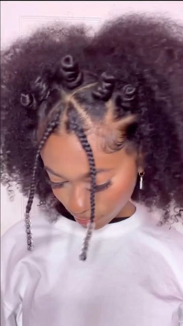 @haircareavenue on Instagram: "another fun half up half down style🤍 Follow @haircareavenue for daily natural hair tips and inspiration for men and women ✨✨✨ 🎥: @_cicimichele “tag me in any recreations🫶🏽” ⠀⠀⠀⠀⠀⠀⠀⠀⠀⠀⠀⠀⠀⠀⠀⠀⠀⠀⠀⠀⠀⠀⠀⠀⠀⠀⠀⠀⠀⠀⠀⠀⠀⠀⠀⠀ #curlyhairstyles #curlyhairstyle #naturalhairstyles #bantuknots #curlyhair #naturalcurls #naturalhairrocks #curlygirlmethod #hairstyles #curlynaturalhair" Half Up Half Down Hairstyles On Natural Hair, Braided Half Up Half Down Natural Hair, Half Up Half Down Bantu Knots Hairstyles, Half Up Half Down Protective Styles, Half Braids Half Curls Black Hairstyles, Natural 4b Hairstyles Medium, Buns Half Up Half Down, Front Braided Back Out Natural Hair, Half Up Half Down Twist Hairstyles