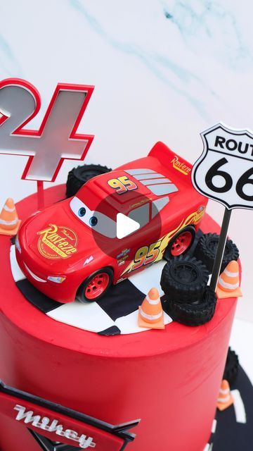 Kalysta Grace Desserts ~ Sydney, Australia on Instagram: "Lightning McQueen for Mikey’s 4th Birthday🏎️🔥🏁

Acrylic toppers by @_acrylique 

#explorepage #sydneycakes #reels #trending #sydneybaker #cake #caketrends #buttercreamcake #lightningmcqueen  #lightningmcqueencake #cars #carscake #birthdayinspo" Lightening Mcqueen Cakes, Number 3 Lightning Mcqueen Cake, Simple Lightning Mcqueen Cake, Mcqueen Car Cake, Disney Cars Cake Buttercream, Disney Cars Birthday Cake Buttercream, Lighting Mac Queen Cake, Car Birthday Cake, Lightning Mcqueen Birthday Cake