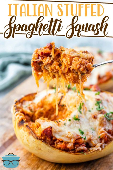 Italian Sausage Spaghetti, Sausage And Spaghetti Squash, Spaghetti Squash Recipes Easy, Stuffed Spaghetti Squash, Spaghetti Squash Recipe, Sausage Marinara, Marinara Recipe, Italian Sausage Recipes, Ground Italian Sausage