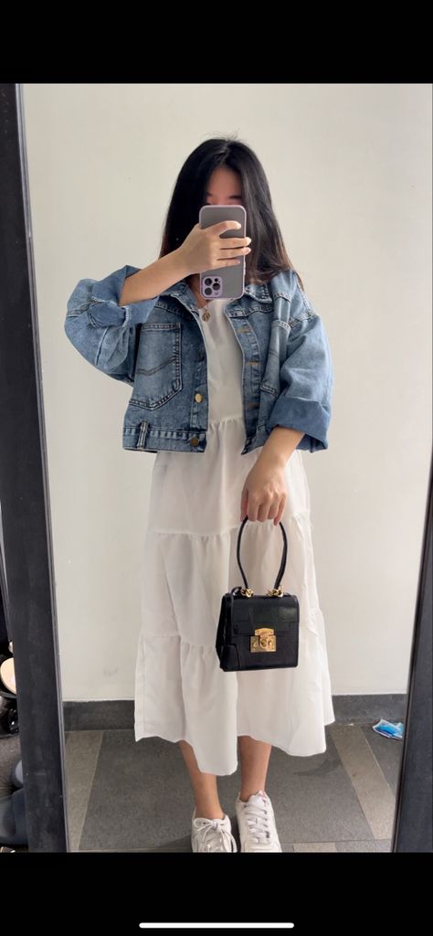 Ootd Jaket Denim, Jacket Jeans Outfit Hijab, Jaket Jeans Hijab Outfit, Outfit Jaket Jeans, Style Jacket Jeans, Jeans Outfit Korean, Jeans Outfit Hijab, Korean Style Jacket, Outfit Korean Style