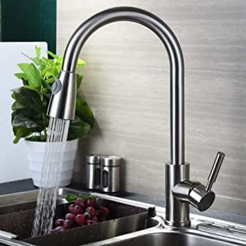 Smart Kitchen Sink Touch Faucet Brushed Nickel Automatic Sense Crane Hot Cold Water Mixer Tap Pull Out Touch Control Taps Kitchen Faucet Touchless, Brass Kitchen Sink, Industrial Pipe Furniture, Bathtub Walls, Pull Out Kitchen Faucet, Water Spout, Wall Mounted Sink, Sink Drainer, Kitchen Pulls