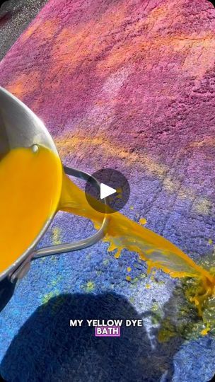 139K views · 96K reactions | DyeMore can truly dye it all 🤯 Here are some helpful tips and tricks if you plan on trying this at home 👇 Full tutorial is up at the link in bio 

1️⃣ Thoroughly wet the carpet with a hose and place it outside on a tarp.

2️⃣ Mix 1 bottle of Rit DyeMore for Synthetics in 3 gallons of water in a stainless steel pot. Heat until it reaches roughly 200F or just under boiling. 

3️⃣ Wearing heat resistant rubber gloves or oven mitts, carefully pour the hot DyeMore onto the damp carpet. Work slowly to avoid any splashes!! 
 4️⃣ Use a stiff bristle brush to work the dye into the carpet fibers and spread towards the edges. 

5️⃣ Repeat to create additional colors and pour onto the carpet until you have the desired color. 

6️⃣ Use the stiff bristle brush to blend in How To Dye Carpet, Carpet Dye, Dye Carpet, Inexpensive Rugs, Power Wash, Thrift Flips, Rit Dye, Fabric Dye, Stainless Steel Pot