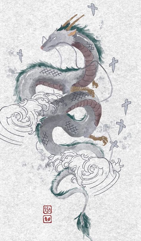 Peaceful Dragon Tattoo, Japanese Dragon Art Wallpaper, Eastern Dragon Tattoo, Dragon Aesthetic Wallpaper, Japanese Art Dragon, Dragon Wallpaper Aesthetic, Japanese Dragon Art, Dragon Draw, Dragon Wallpapers