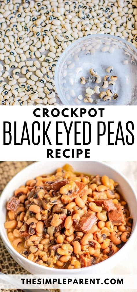 How to Cook Black Eyed Peas in a Slow Cooker • The Simple Parent Crockpot Black Eyed Peas Recipe, Black Eye Peas Crockpot, Crockpot Black Eyed Peas, Black Eyed Peas Recipe Crock Pot, Slow Cooker Black Eyed Peas, Blackeyed Pea Recipes, Ham Bone Recipes, Leftover Ham Bone, Cooking Black Eyed Peas