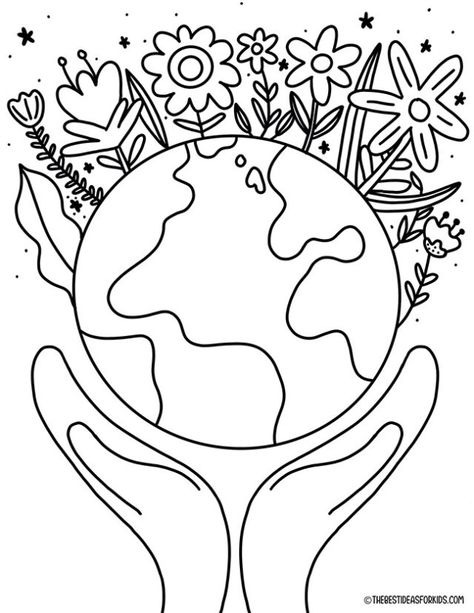 Holding Earth Coloring Page Den Zeme, Earth Coloring Pages, Earth Day Drawing, Planet Coloring Pages, Earth Day Coloring Pages, Earth Drawings, Earth Day Crafts, Rainbow Canvas, Spring Coloring Pages