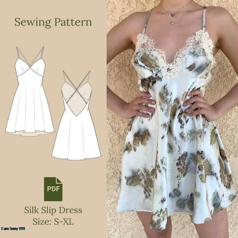 Slip Dress Sewing Pattern, Prom Dress Sewing Patterns, Slip Dress Pattern, Gown Sewing Pattern, Silk Prom Dress, Diy Clothes Design, Top Sewing Pattern, Clothes To Make, Sewing Design