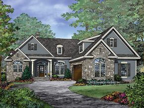 European Home Plans, Small Craftsman House, Small Craftsman House Plans, Small Craftsman, Craftsman Ranch, Courtyard Entry, Elevation Plan, Craftsman Exterior, European Home