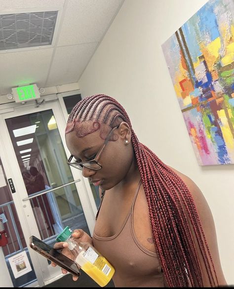 Burgundy Straight Back Braids, Knee Length Straight Back Braids, Orange Straight Back Braids, 12 Straight Backs, 16 Feed In Braids Straight Back, Straight Back Twists, Burgundy Straight Back Feed In Braids, 16 Straight Back Braids, Color Straight Back Braids