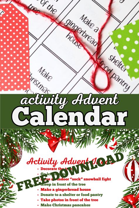 homemade DIY Activity Advent calendar ideas and free printable download for your family this Christmas Advent Calendar Ideas Diy Activities, Advent Calendar Ideas For College Students, Printable Advent Calendar Activities, Advent Calendar Crafts For Kids, Christmas Activity Advent Calendar, Free Advent Calendar Printables, Diy Advent Calendar For Teens, Christian Advent Calendar Ideas Diy, Family Advent Calendar Ideas