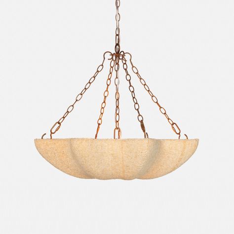 Tabitha | Made Goods Island Style Home, Chandelier Natural, Bead Bowl, Shell Light, Primary Bath, Metal Chandelier, Linear Pattern, Chandelier Design, Natural Gold