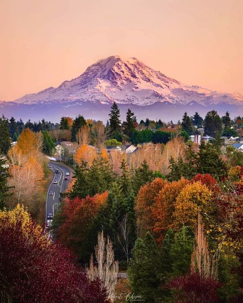 Mt Rainier, Tacoma Wa, Autumn Scenery, Washington State, Original Image, White Border, Fall Colors, Photography Inspiration, Landscape Photography