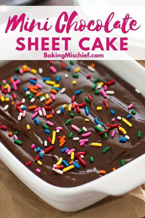 Mini Chocolate Sheet Cake 2 Person Chocolate Cake, Small Sheet Cake Recipe, Chocolate Cake Small Batch, Mini Sheet Cakes, Cake For 2, Cake For 2 People, Personal Cakes Mini, Mini Cake Recipe Easy, Chocolate Cake For 2