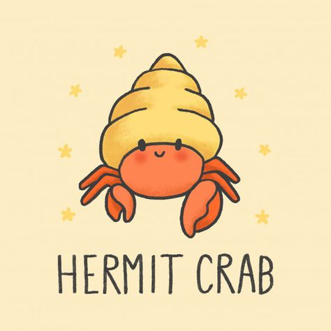 Cute hermit crab cartoon hand drawn style Cute Hermit Crab, Crab Cute, Crab Drawing, Crab Cartoon, Crab Illustration, Crab Tattoo, Dibujo Simple, Drawing Aesthetic, Modern Business Cards Design