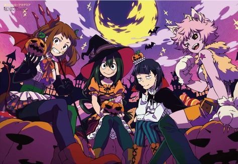 #MyHeroAcademia #Halloween Ua Uniform Bnha, Mha Halloween, Bnha Halloween, Ua Uniform, Anime Halloween, Ochako Uraraka, Hero Girl, Halloween Drawings, Halloween Icons