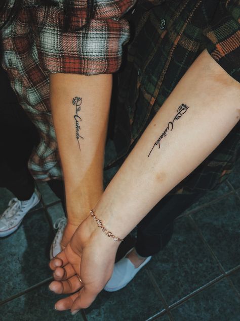 Cuñada=sister in law Mother In Law And Daughter In Law Tattoo Ideas, Sis In Law Matching Tattoos, Matching Tattoos With Sister In Law, Matching Tattoos For Sister In Laws, Matching Sister In Law Tattoos, Best Sister Tattoos, Tattoos Spanish, Sister In Law Tattoos, Law Tattoos