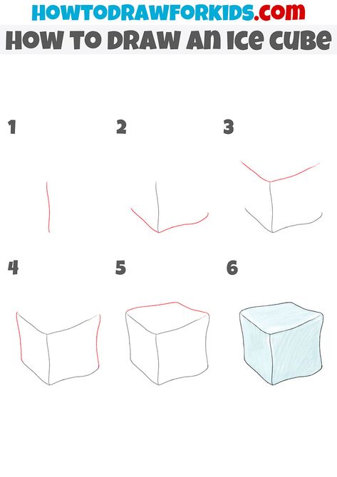 how to draw an ice cube step by step Ice Cube Drawing, Ice Drawing, Very Easy Drawing, Candy Drawing, Wood Wall Design, Winter Activities Preschool, Drawing Lesson, Drawing Tutorials For Kids, Be Simple