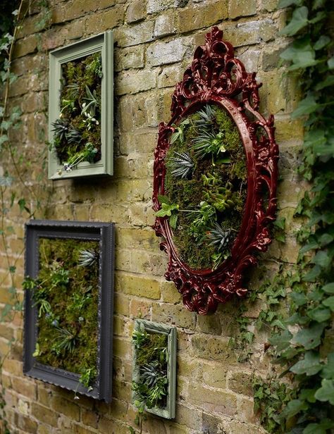 Bring colour to even the smallest garden by creating living wall frames. They're a great way of brightening up a dull wall – and affordable, too! Landscape Edging Stone, Grow Garden, Garden Ideas Cheap, Budget Garden, Walled Garden, Ideas Backyard, Garden Art Sculptures Diy, Garden Art Projects, Garden Art Crafts