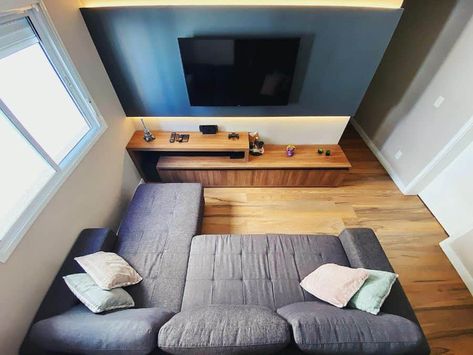 Basement Gameroom, Tv Room Ideas Cozy, Tv Room Ideas, Narrow Basement, Kids Tv Room, Small Tv Room, Tv Room Decor, Seattle Apartment, Modern Tv Room