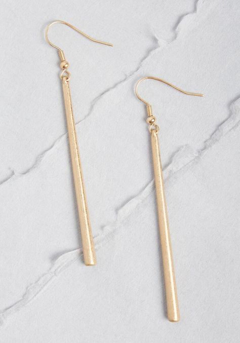 Long Dangle Earrings Gold, Gold Dangling Earrings, Work Aesthetic, Fallon Carrington, Mod Cloth, Bar Stud Earrings, Teacher Style, Classy Jewelry, Long Dangle Earrings