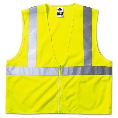 ergodyne GloWear 8210Z Class 2 Economy Vest, Polyester Mesh, Large/X-Large, Yellow, Size: Large/XLarge, Multicolor Lime Color, Reflective Vest, Safety Vest, Reflective Tape, Personal Protective Equipment, Fabric Material, Vest Jacket, Chihuahua, Work Outfit