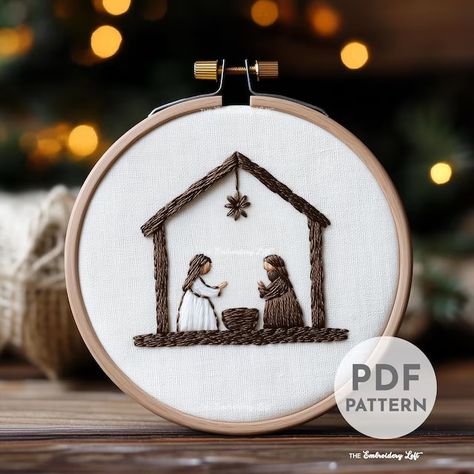 TheEmbroideryLoftCo - Etsy Canada Embroidered Nativity Scene, Nativity Scene Embroidery, Embroidery Nativity Scene, Vintage Christmas Embroidery Patterns, Nativity Embroidery Patterns, Snowman Embroidery Patterns, Embroidered Nativity, Free Christmas Embroidery Patterns, Nativity Embroidery