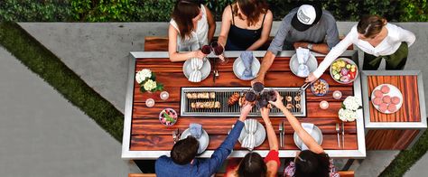 Outdoor BBQ Grill Table | Korean Barbecue Grill Table | iBBQ Backyard Bbq Table, Korean Bbq At Home, Modern Outdoor Dining Table, Korean Bbq Grill, Outdoor Bbq Grill, Modern Outdoor Dining, Bbq Table, Grill Table, Korean Barbecue