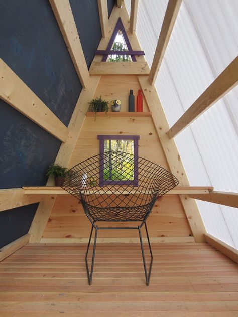 A-frame Treehouse/Tiny House/Shed Office Part 2 | Relaxshax's Blog A Frame Playhouse, Wc Decoration, Frame Cabins, Slanted Walls, Eco Homes, Shed Office, A Frame Cabins, Build A Playhouse, Shade House