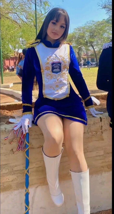 Drum Major Uniforms Female, March Past Uniform Ideas, Majorettes Uniforms, Drum Major Uniforms, Marching Band Outfits, Majorette Outfits, Majorette Costumes, Majorette Uniforms, Drum Majorette