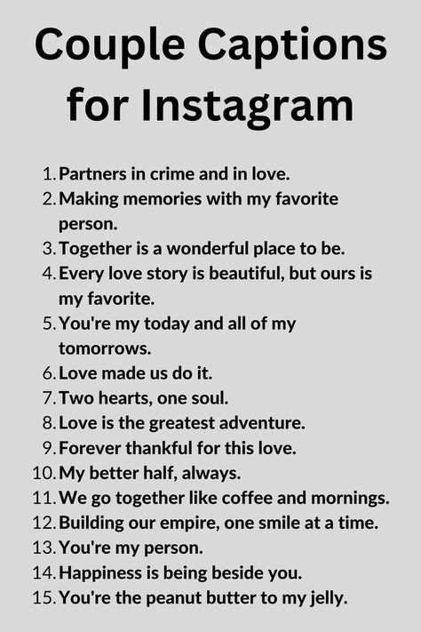 A list of Instagram Captions for Couples Cute Couple Captions, Romantic Instagram Captions, Couple Captions For Instagram, Captions For Instagram Love, Couple Captions, Couple Instagram Captions, Relationship Quotes Instagram, Couples Quotes For Him, Hubby Love Quotes