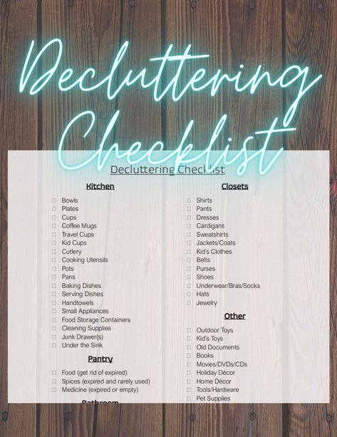 Decluttering Checklist INSTANT PDF DOWNLOAD - Etsy Canada How To Start Decluttering Your House, Decluttering Lists, How To Declutter Your Home, How To Declutter Your Bedroom, Kitchen Decluttering, Decluttering List, Decluttering Checklist, Declutter Checklist, Declutter Home