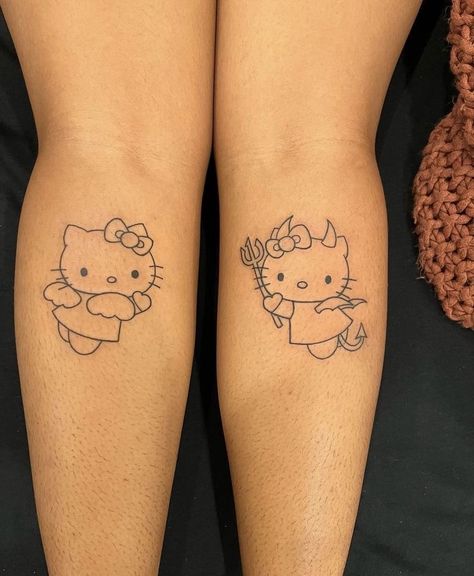 Tatuajes Hello Kitty, Tattoo Hello Kitty, Tatuaje Hello Kitty, Hello Kitty Tattoo Ideas, Kitty Tattoo Ideas, Partner Tattoos, Maching Tattoos, Hello Kitty Tattoo, Aesthetic Hello Kitty