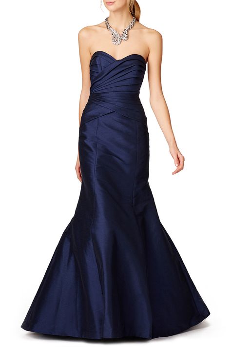 Rent Enwrapped Gown by ML Monique Lhuillier for $125 only at Rent the Runway. Navy Wedding Dress, Dark Blue Bridesmaid Dresses, Mom Prom, Navy Blue Evening Gown, Tie Ideas, Black Tie Attire, Black Tie Wedding Guests, Wedding Guest Attire, Long Cocktail Dress