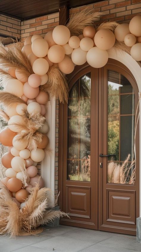 Fall Birthday Decorations, Matte Balloons, Balloon Decoration Ideas, Reception Stage, Ideas For Baby Shower, Reception Stage Decor, Stage Decor, Fall Birthday, Baby Shower Theme