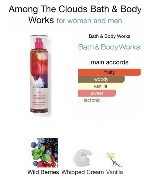 Among The Clouds Bath And Body Works, Among The Clouds, Perfume Notes, Mist Perfume, Sweet Perfume, Wild Berries, Sweet Fragrance, Fragrances Perfume Woman, Perfume Collection Fragrance