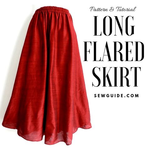 This is a sewing pattern to make a very flared long skirt with an elastic waist, which is Free Size. Make one and most anybody in your family can Free Sewing Pattern and step by step instructions to sew a Free size Long flared skirt Long Skirt Pattern, Long Flared Skirt, Skirt Pattern Free, Diy Sy, Tutorial Sewing, Skirt Diy, Sewing Dress, Skirt Sewing, Diy Skirt