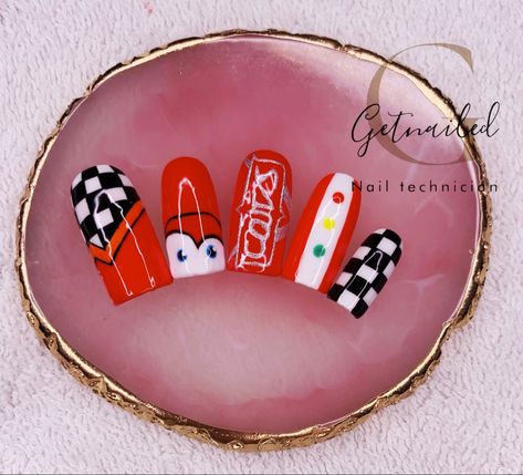 Cars Nails Disney, Lightning Mcqueen, Disney Cars, Disneyland, Nail Designs, Nails, Disney, Makeup