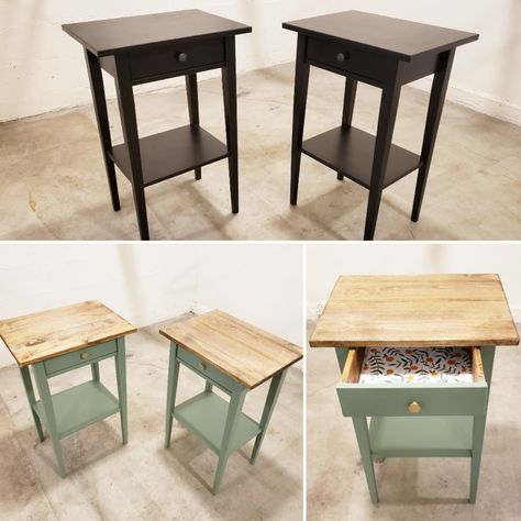 Ikea Hemnes Nightstand, Hemnes Nightstand, Cheap Bedside Tables, Bedside Table Makeover, Unusual Bedside Tables, Bedside Table Ikea, Ikea Nightstand, Ikea Furniture Makeover, Painting Old Furniture