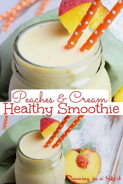 Dairy Free Smoothies Healthy, Easy Summer Breakfast, Peaches And Cream Smoothie, Almond Milk Smoothie Recipes, Peach Smoothie Recipes, Weight Watcher Desserts, Dairy Free Smoothies, Peach Smoothie, Smoothies With Almond Milk